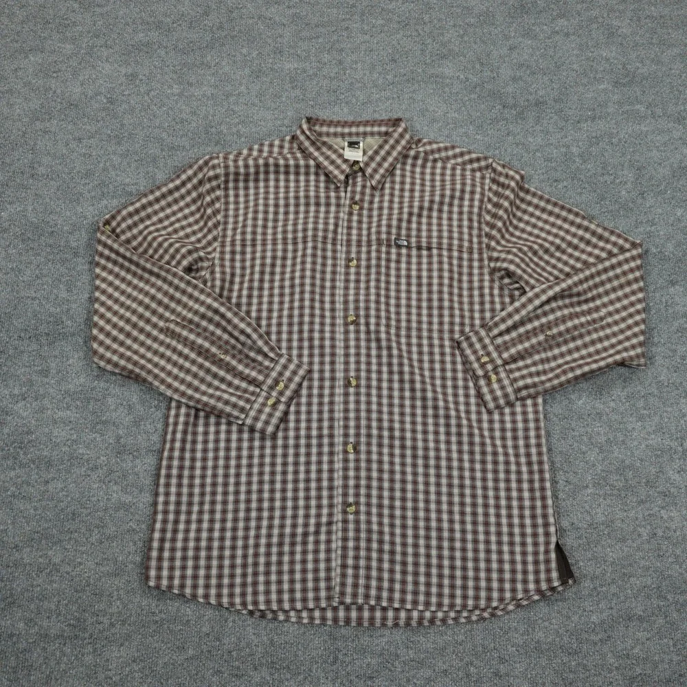 The North Face Shirt Mens Large Brown Plaid Long Sleeve Hiking Outdoor Button Up
